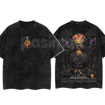 Elden Ring Limited Edition Double-Printed T-Shirt – Oversized Acid Washed Graphic Tee, Lightweight Cotton Anime Streetwear