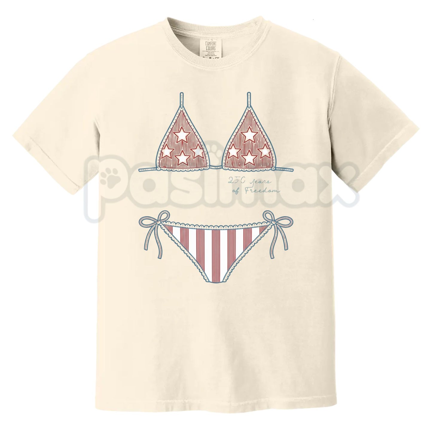 Comfort Colors® Vintage Preppy Bikini Top 4th of July T-Shirt – Retro America Graphic Tee, Trendy USA Aesthetic Patriotic Independence Day Top