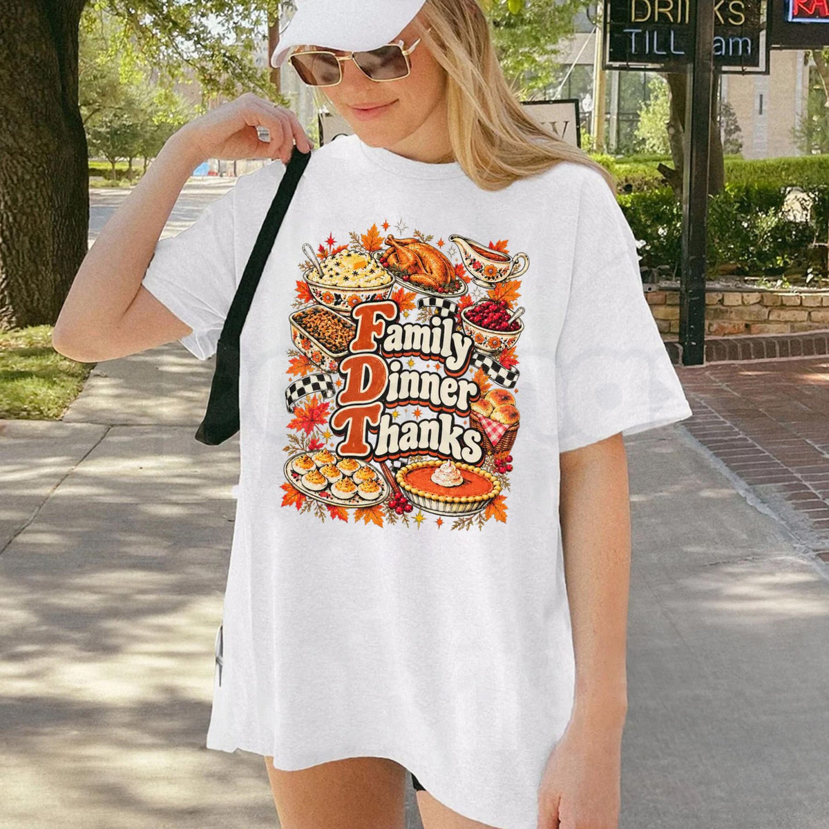 Family Dinner Thanks T-Shirt – Funny Thanksgiving Holiday Gathering Graphic Tee