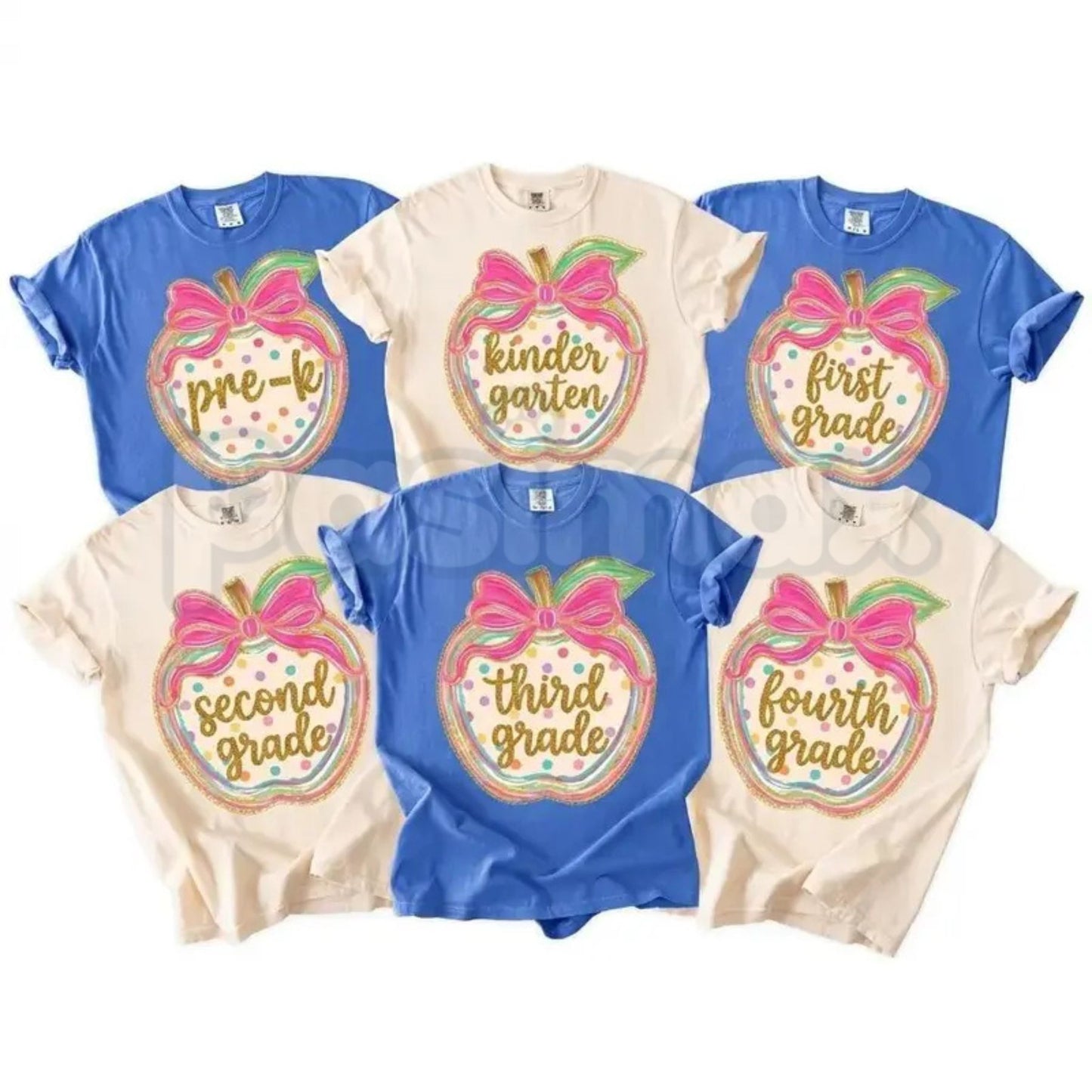 Comfort Colors® "First Day of School" Apple T-Shirt – Retro Aesthetic Back to School Graphic Tee, Cute Teacher Appreciation Pre-K to 4th Grade Gift Top