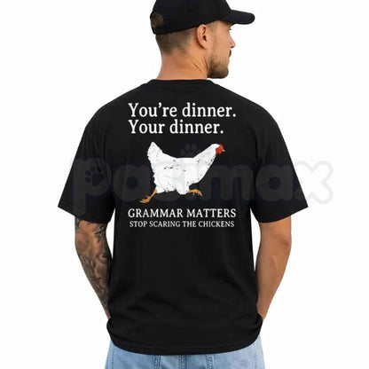 Your're Dinner vs Your Dinner T-Shirt – Funny Grammar Joke Unisex Cotton Graphic Tee