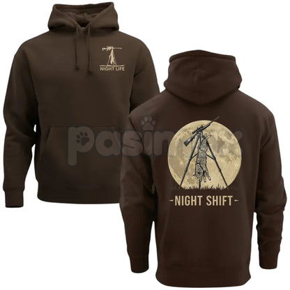Coyote Night Life Hunting Hoodie – Thermal Predator Hunter Gear, Rugged Men’s Pullover, Gift for Coyote & Varmint Hunters