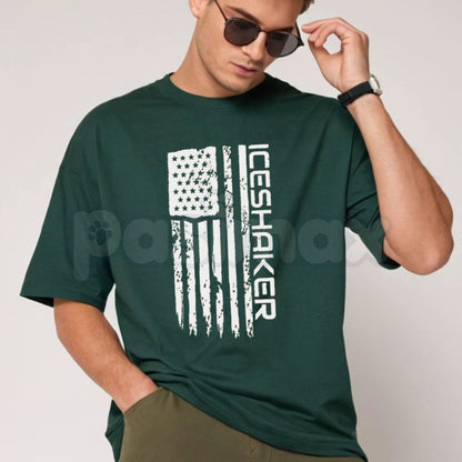 Ice Shaker Tattered Flag T-Shirt – Patriotic Distressed American Flag Fitness Tee