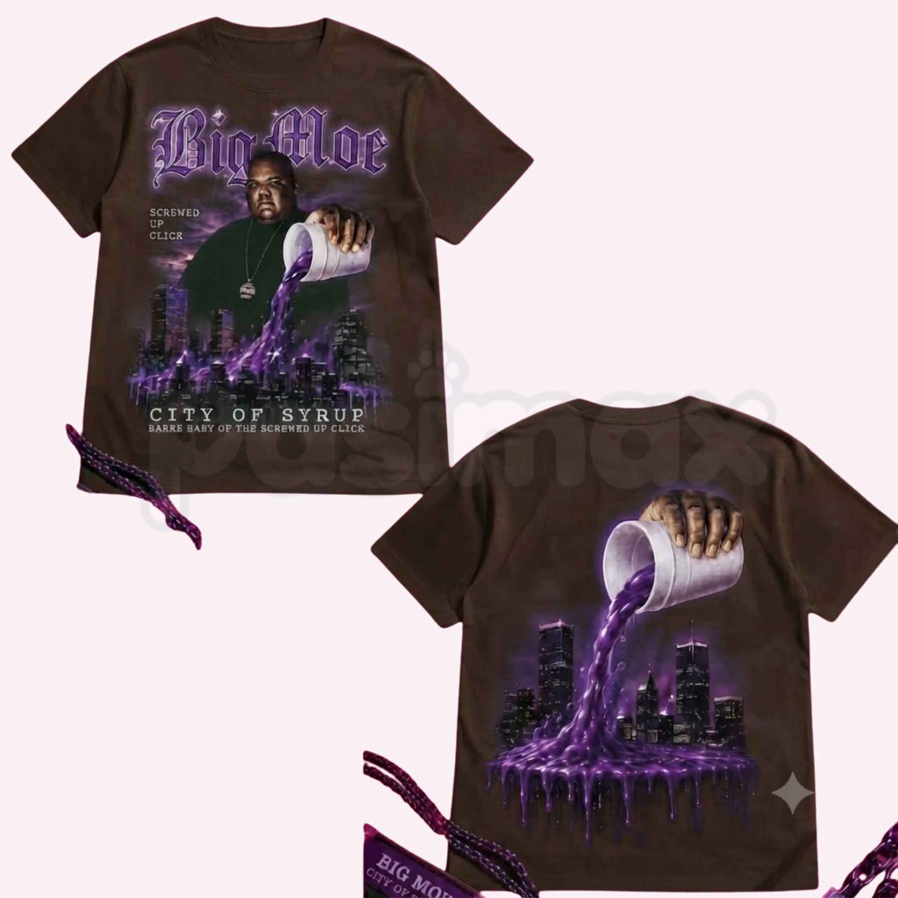 ONCE UPON A TIME PURPLE CITY 総柄 Tシャツ Big Moe Houston Texas Vintage Graphic T-Shirt – Pasimax
