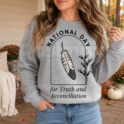 Orange Shirt Day Sweatshirt | Truth And Reconciliation Native Feather Crewneck
