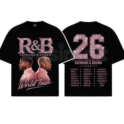 Raymond And Brown World Tour 2026 Premium Cotton T-Shirt – Vintage Concert Style Graphic Tee, Aesthetic Unisex Music Tour Merch Apparel