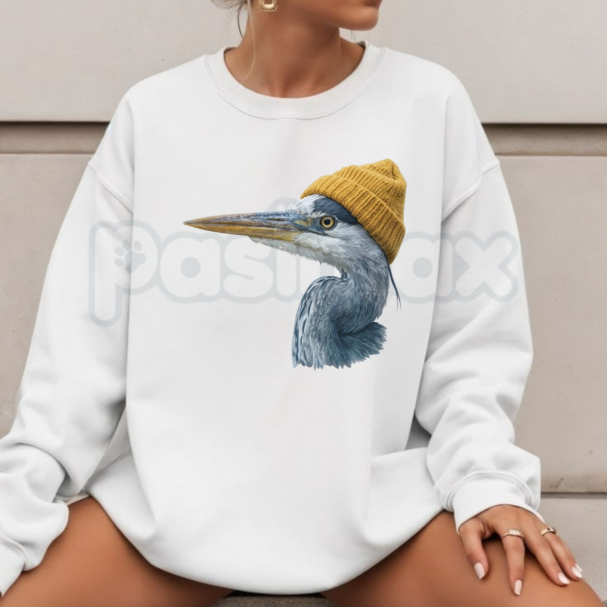 Vintage 90s Great Blue Heron Sweatshirt | Retro Beanie Birdwatching Crewneck