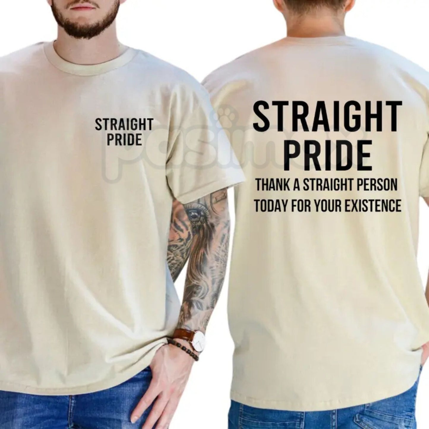 "Thank A Straight Person Today" Funny T-Shirt – Straight Pride Graphic Tee, Premium 100% Cotton Sarcastic Social Top, Soft Lived-In Heavyweight Conversation Starter Shirt, Made in USA