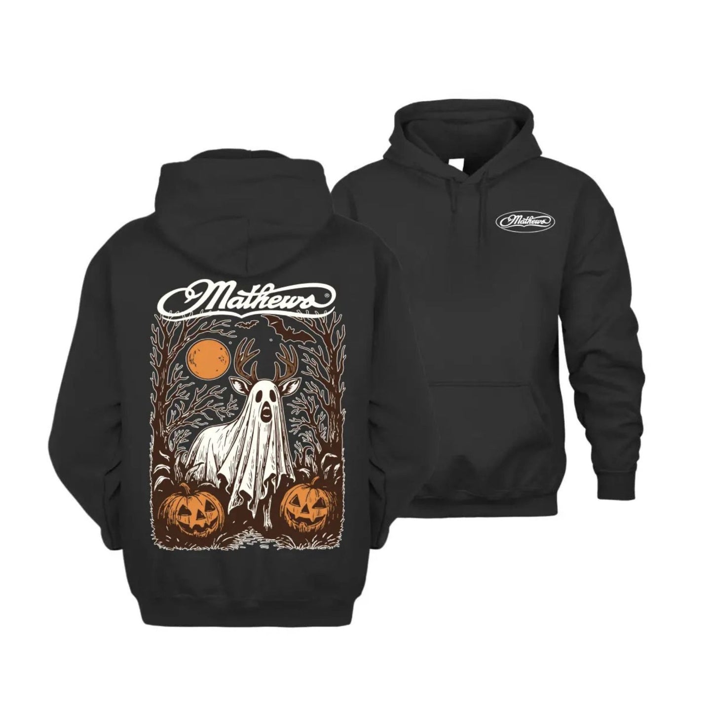 Ghost Deer Halloween Hoodie – Unisex 2-Side Hunting Graphic Pullover, Spooky Hunting Gear