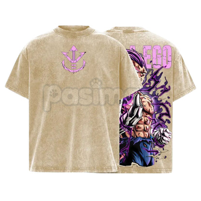 Ultra Ego Saiyan Warrior Tee – Purple Destruction Power Anime Vintage Washed Oversized Streetwear