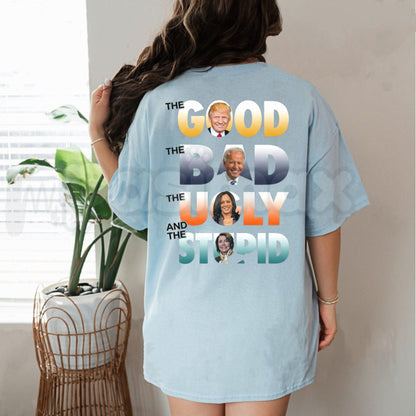 Funny The Good Trump The Bad Biden The Good The Bad The Ugly Lightweight Cotton T-Shirt