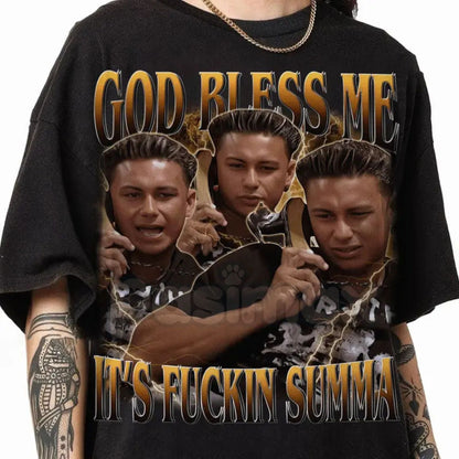 Comfort Colors® "God Bless Me Its F_ckin Summah" T-Shirt – Funny Summer Bootleg Graphic Tee, Sarcastic Beach Vibe Shirt, Aesthetic Retro Summer Gift