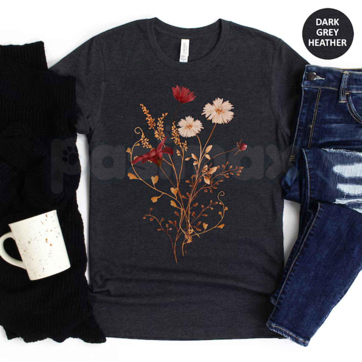 Fall Wildflower T-Shirt – Autumn Watercolor Floral Gift for Her Unisex Tee