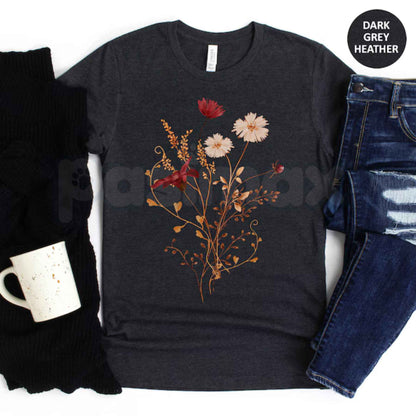 Fall Wildflower T-Shirt – Autumn Watercolor Floral Gift for Her Unisex Tee
