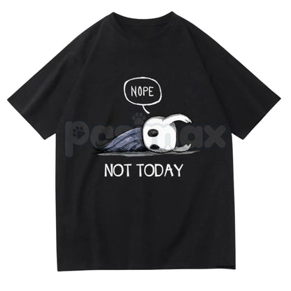 Hollow Knight "Nope Not Today" Bench Break T-Shirt - Ghost of Hallownest Sarcastic Graphic Tee, Premium 100% Cotton Cozy Gamer Shirt, Funny Indie Game "No" Mood Apparel, Soft Lived-In Unisex Gaming Top, Relatable Hollow Knight Fan Gift