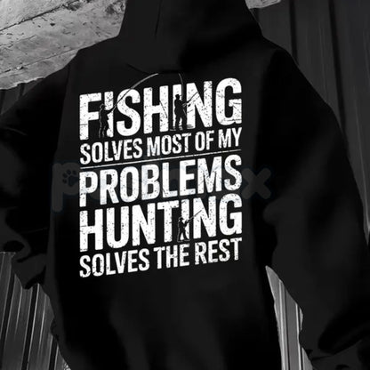 Outdoorsman’s Therapy Hoodie – Fishing & Hunting Problem Solver Pullover, Rugged Sportsman Apparel, Unisex