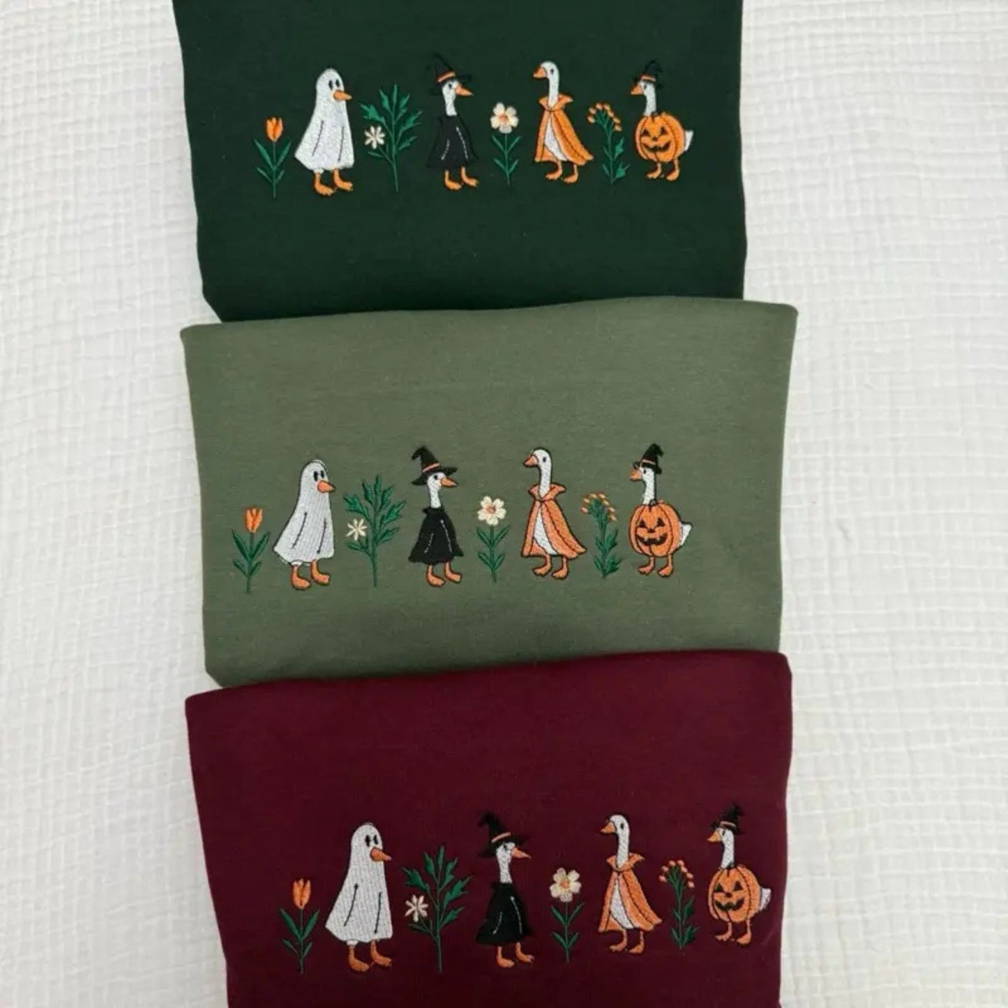 Spooky Goose Halloween Sweatshirt – Funny Embroidered Crewneck