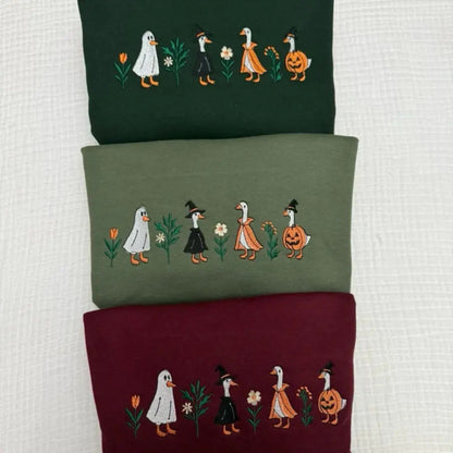 Spooky Goose Halloween Sweatshirt – Funny Embroidered Crewneck