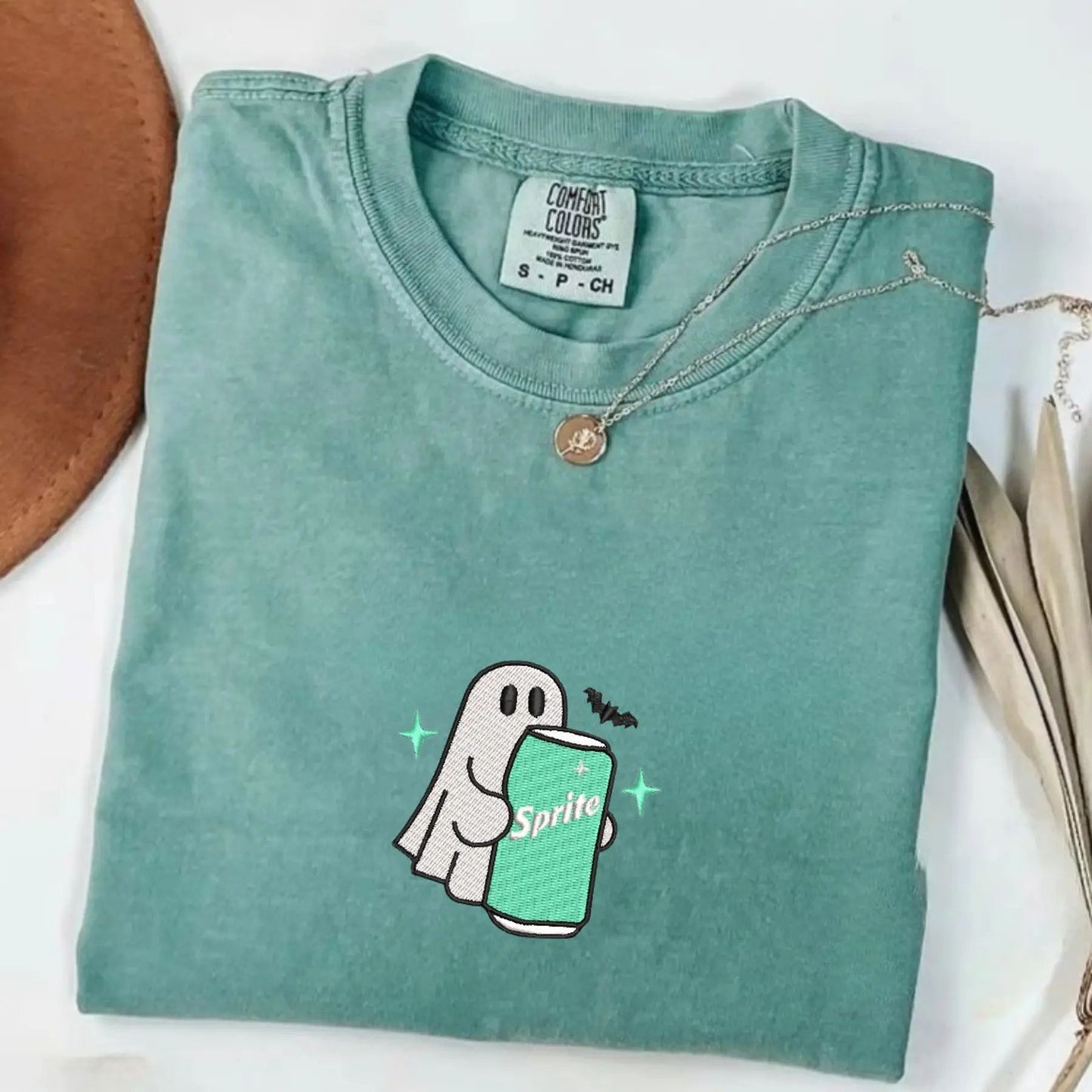 Embroidered Spooky Drink Comfort Colors T-Shirt – Halloween Barista Style Tee