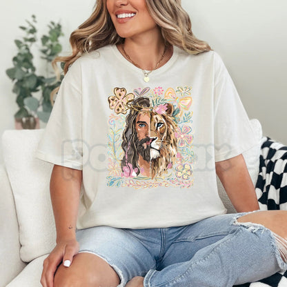 "Lion of Judah" Christian T-Shirt – Jesus Faith Religious Floral Graphic Tee