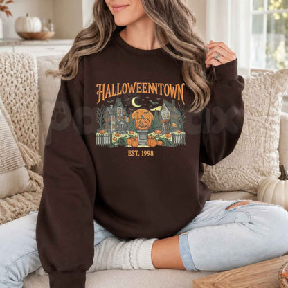 Vintage Halloweentown Est. 1998 Embroidered Sweatshirt – Retro Spooky Crewneck