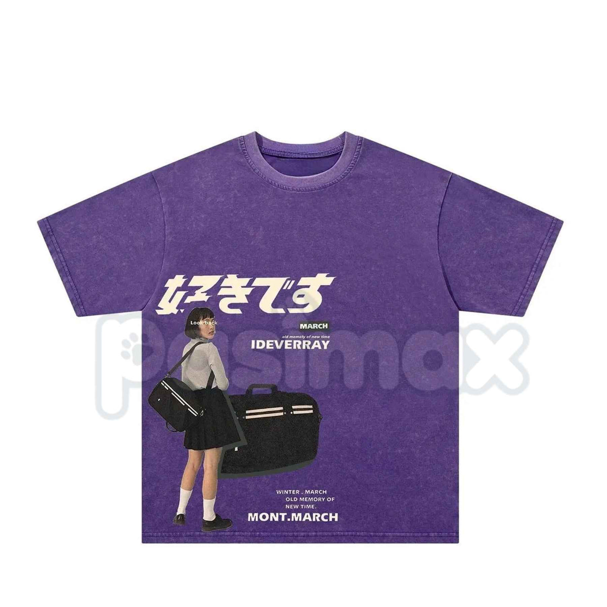 Japanese "Suki Desu" Schoolgirl Vintage Washed Graphic T-Shirt – Retro Anime Romance Manga Art Tee, Acid Wash Lightweight Cotton Unisex Top