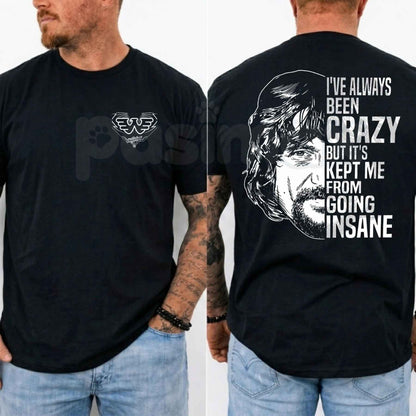 Waylon Jennings Ive Always Been Crazy T Shirt – Vintage Country Music Graphic Tee, Outlaw Americana Unisex Classic Honky Tonk Cotton Shirt