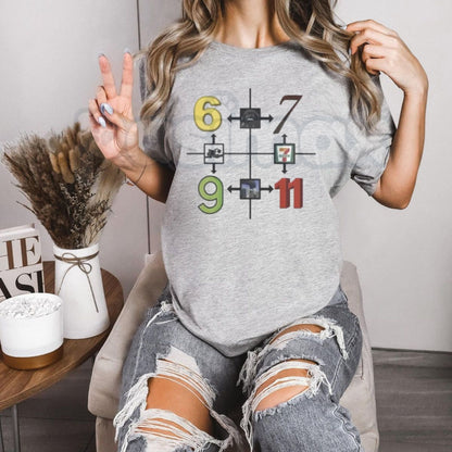 Funny 69 67 9/11 7-11 Meme T-Shirt – Sarcastic Gen Z Absurdist Numeric Graphic Tee