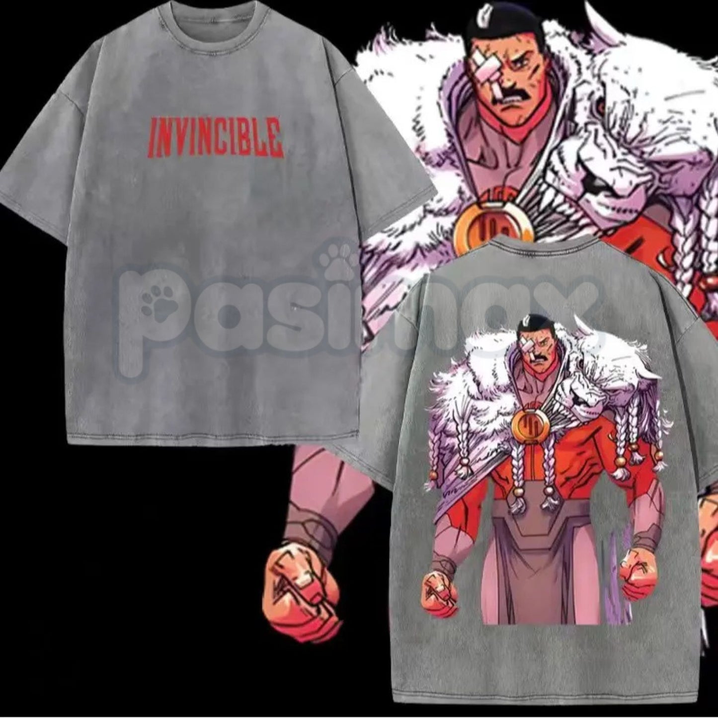 Thragg The Conqueror Viltrumite War T-Shirt – Invincible Comic Double-Sided Print, Oversize Acid Washed Lightweight Cotton Tee