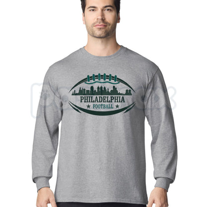 Football City Skyline Long Sleeve Tee – Game Day City Gridiron Graphic Shirt for Men & Women