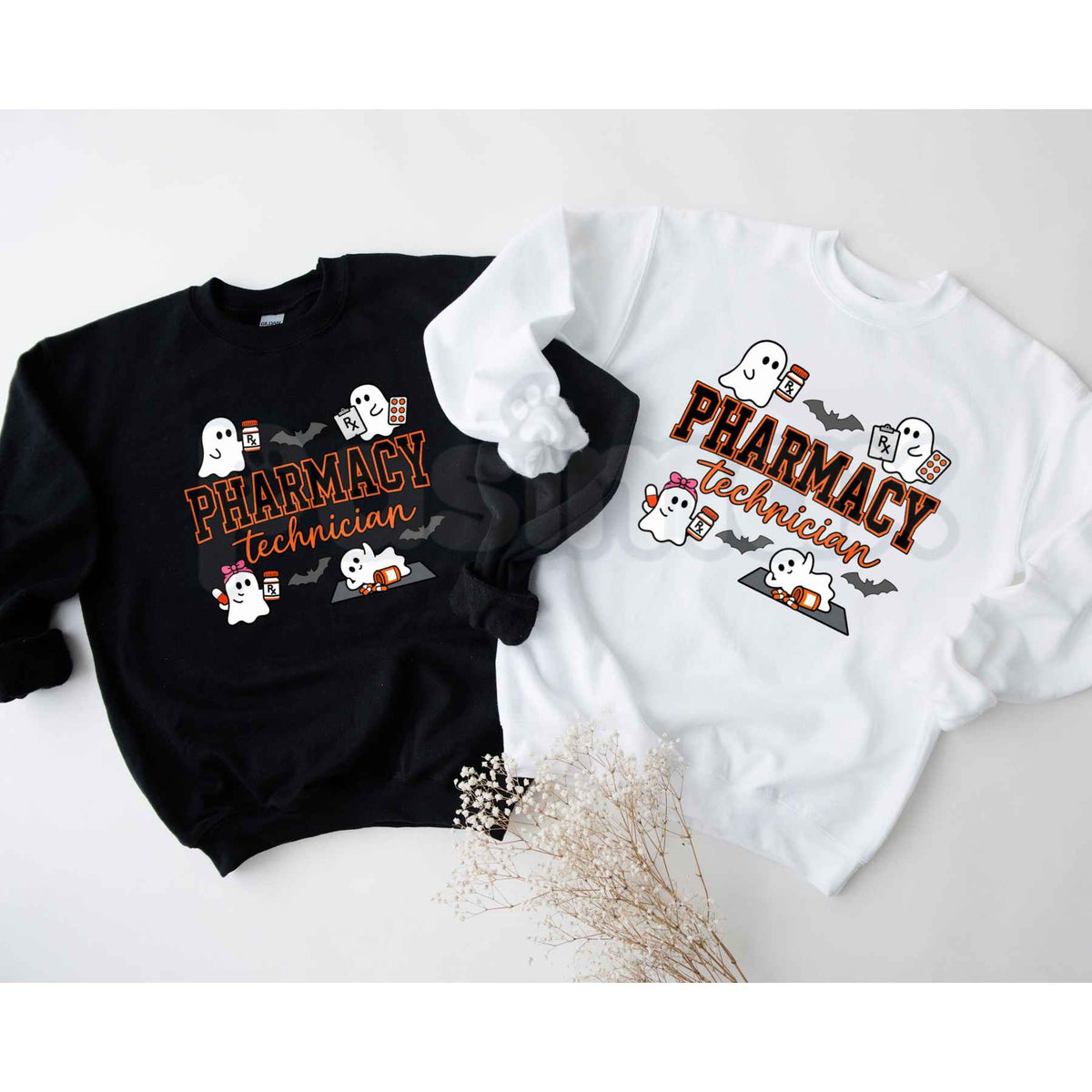 Pharmacy Technician Halloween Shirt | Spooky Ghost Pharm Tech Crewneck