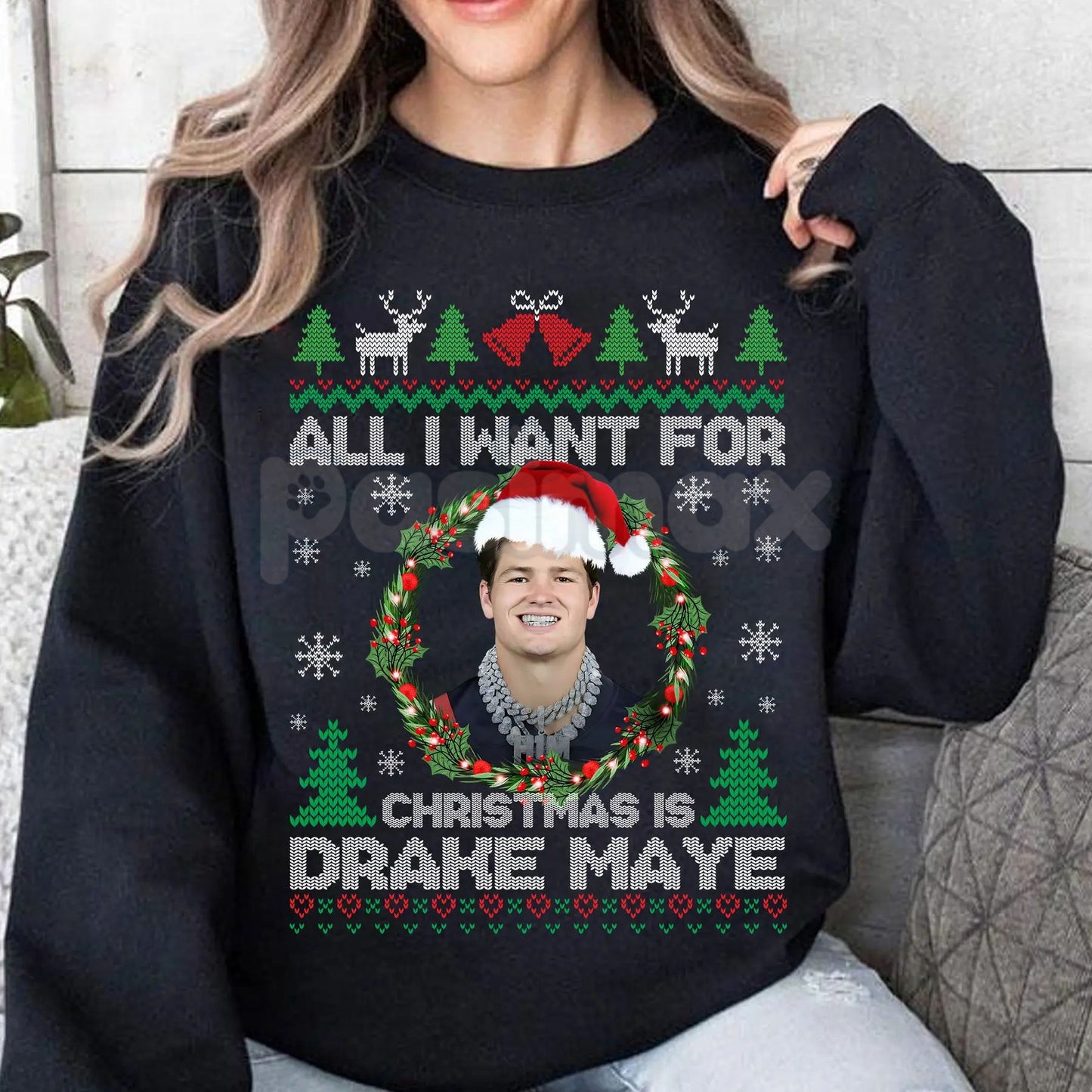 All I Want For Christmas Is D Maye Sweatshirt | Drake Maye Football Fan Crewneck | UNC QB Draft Prospect Jumper | Sports Holiday Gift
