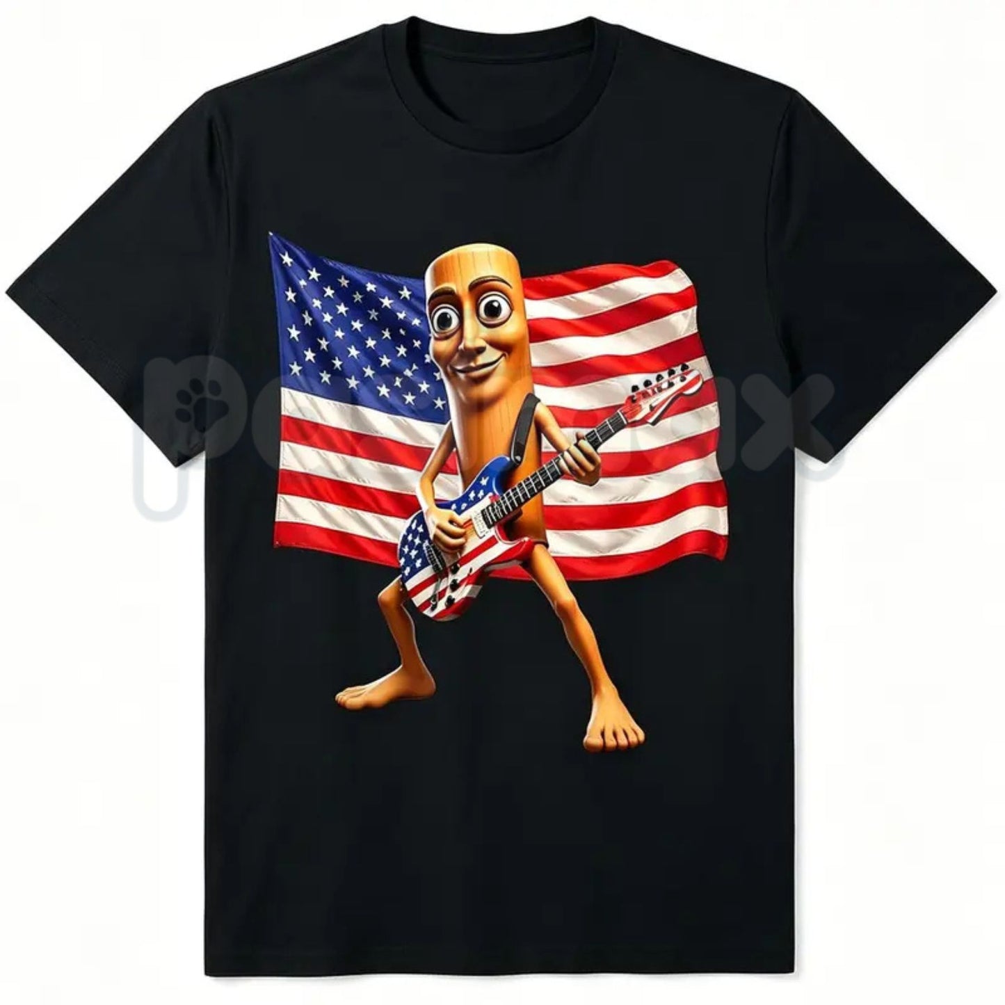 "Tung Tung Tung Sahur" American Flag Guitar T-Shirt – Funny 4th of July Musician Remix Unisex Graphic Tee