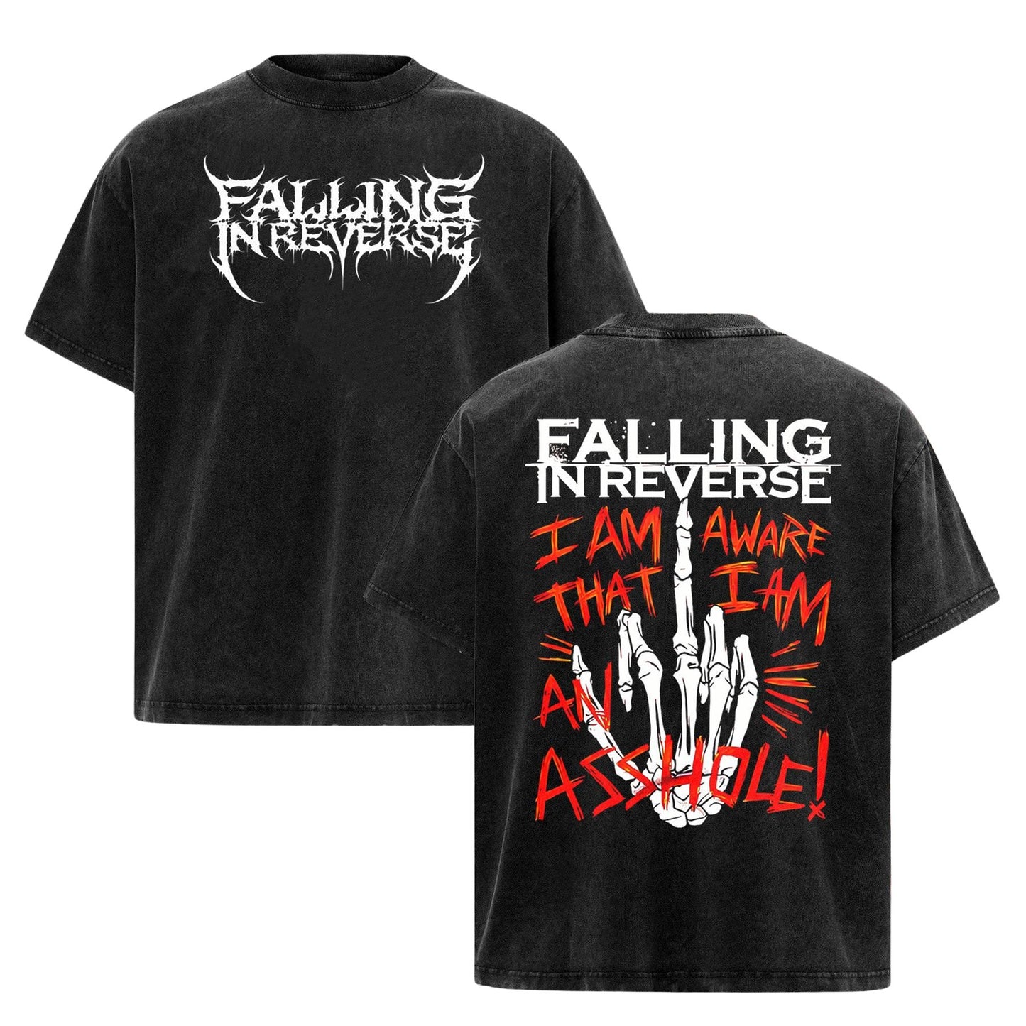 Vintage Retro Falling In Reverse T-Shirt – 2-Sided Rock Band Graphic Tee, Casual Comfort Cotton