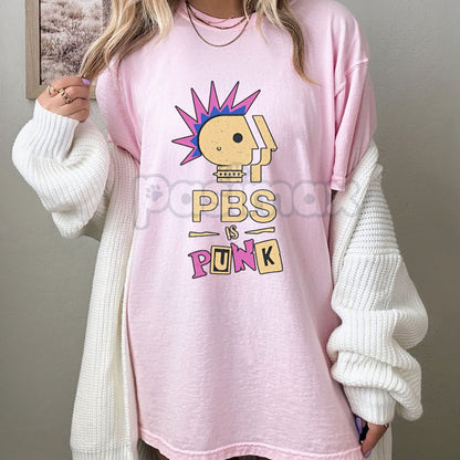 "PBS Is Punk" T-Shirt - Funny Punk Rock Parody Tee, Public Broadcasting Humor, Unisex Graphic Shirt