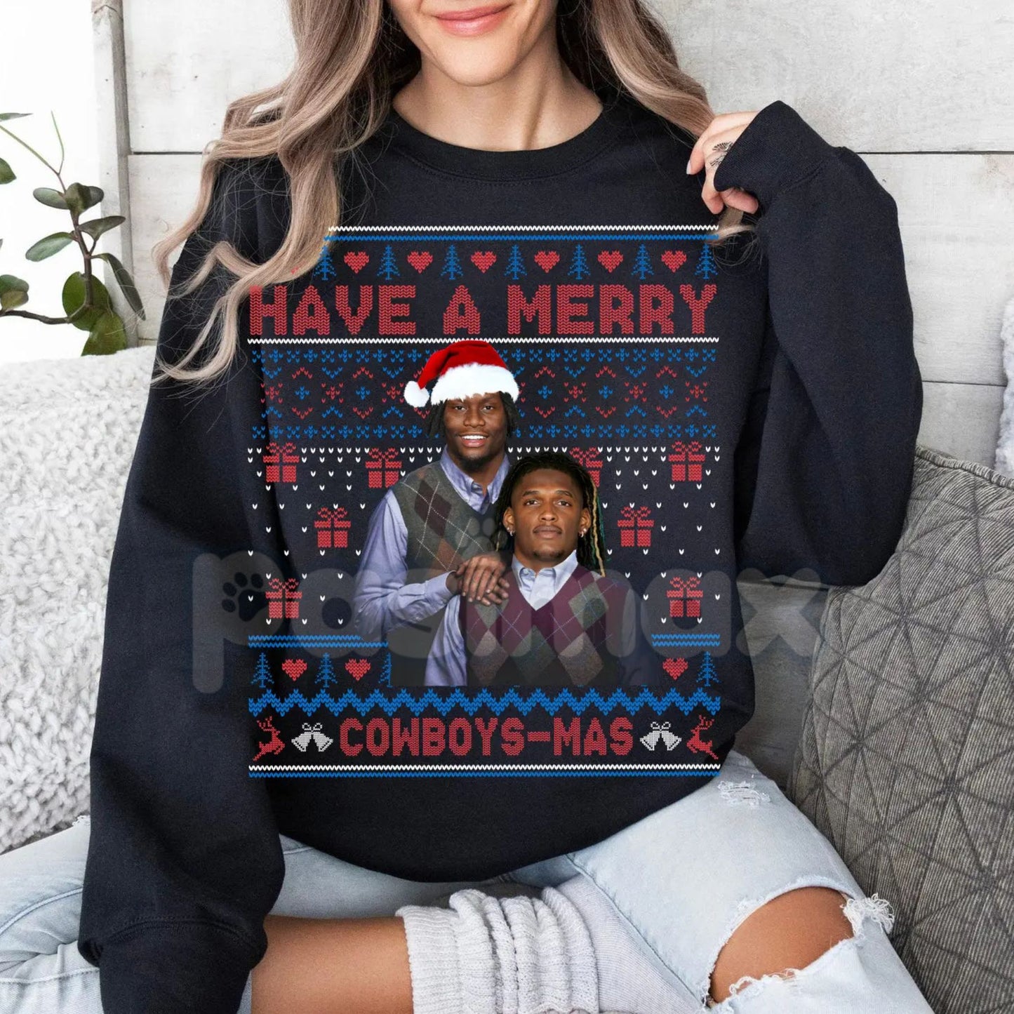 Merry Pickens Lamb Christmas Ugly Graphic Sweatshirt | Funny NFL Cowboys Steelers Holiday Jumper | Wide Receiver Fan Gift