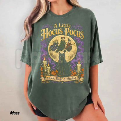 Comfort Colors® Hocus Pocus Inspired T-Shirt – Salem Magic & Mischief Graphic Tee, Sanderson Sisters Spooky Unisex Top & Gift