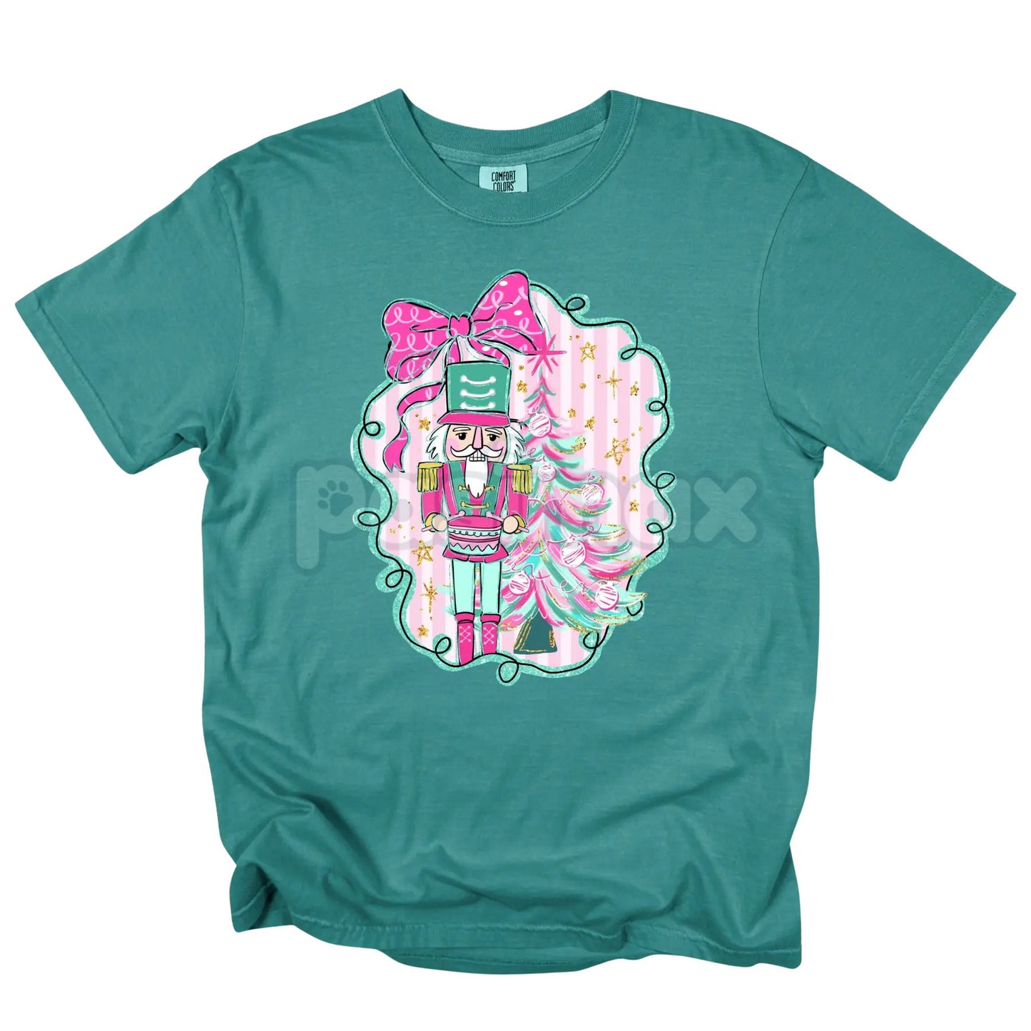 'NLB' Nutcracker Ballet Comfort Colors® T-Shirt – Pink & Teal Christmas Dancer Gift, Vintage Holiday Performance Tee