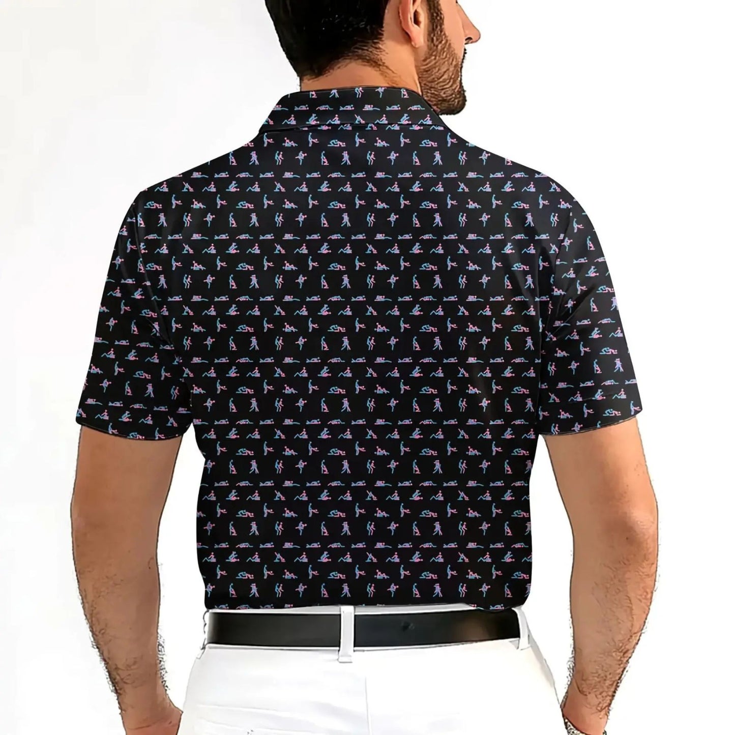 Stick Figure S-e-x Ed Polo Shirt – Funny Golf Polo for Men, Father's Day Gift, Breathable Athletic Menswear