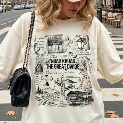 Comfort Colors® NK "The Great Divide" Porchlight Lyrics T-Shirt – Noah Kahan Fan Graphic Tee, We'll All Be Here Forever Tour Merch, Aesthetic Folk Music Shirt