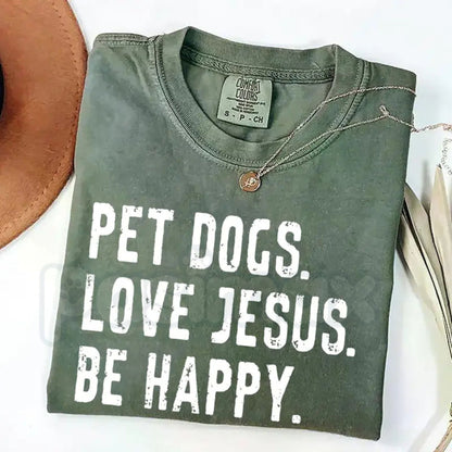 Comfort Colors® Dogs And Jesus T-Shirt – Funny Christian Dog Lover Tee, Aesthetic Dog Mom Faith Shirt, Retro Spiritual Graphic Top