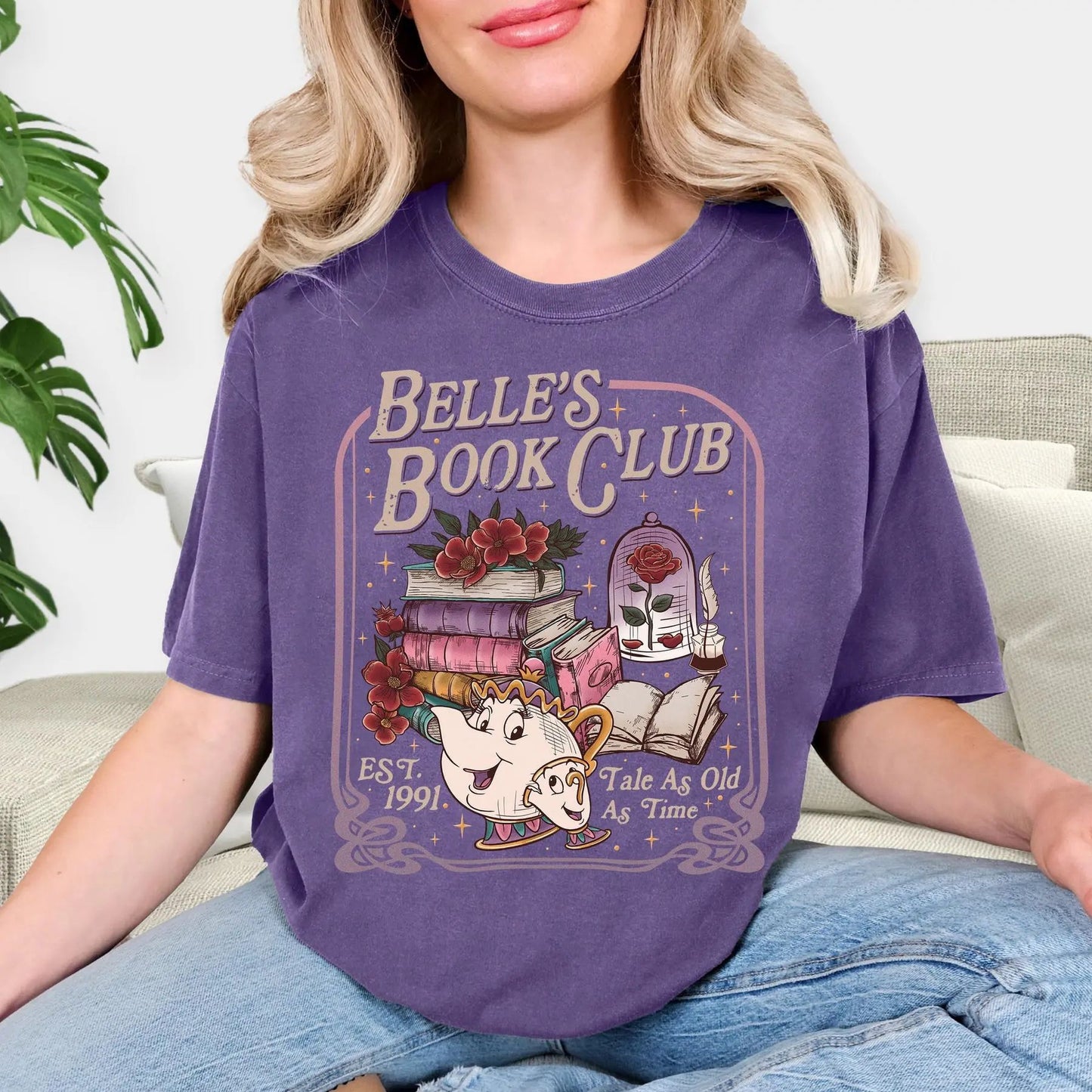 Belle's Book Club T-Shirt – 'Tale As Old As Time' Book Cafe Tee, Belle Princess Book Lover Gift, Comfort Colors