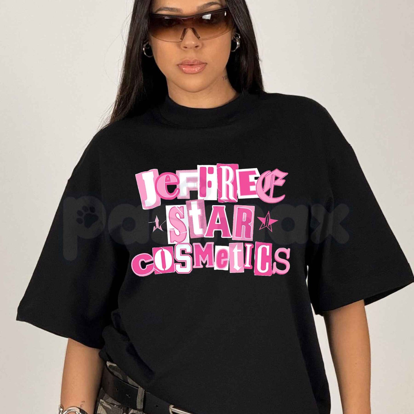 Y2K Pink Cutout Letters Jeffree Star Cosmetics T-Shirt – Unisex Cotton Graphic Tee