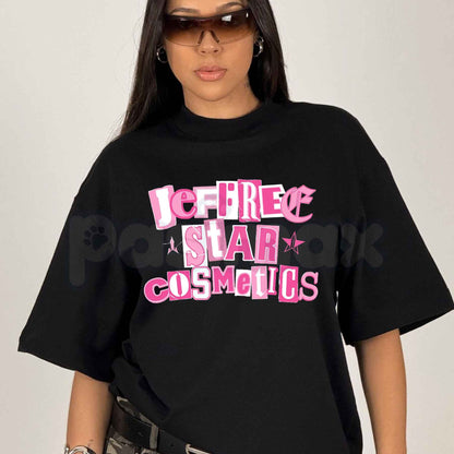 Y2K Pink Cutout Letters Jeffree Star Cosmetics T-Shirt – Unisex Cotton Graphic Tee