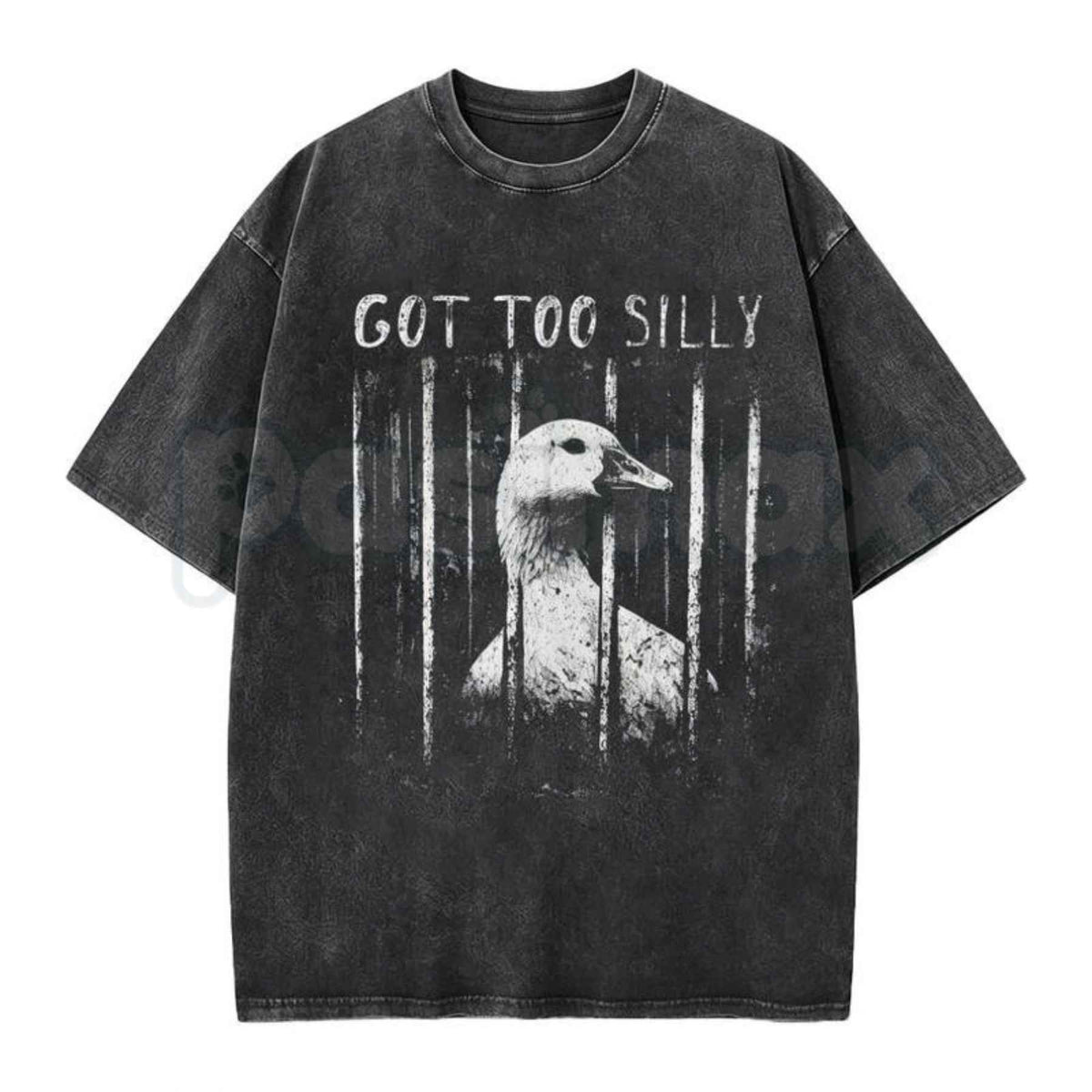 Funny Goose Meme Washed T-Shirt – Retro Chaotic Animal Graphic Tee, Vintage Acid Wash Lightweight Cotton Unisex Streetwear Top