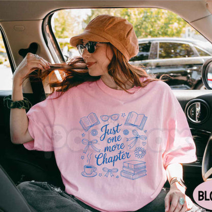 Comfort Colors® "Just One More Chapter" T-Shirt – Books & Coffee Graphic Tee, Cozy Literary Aesthetic Unisex Top
