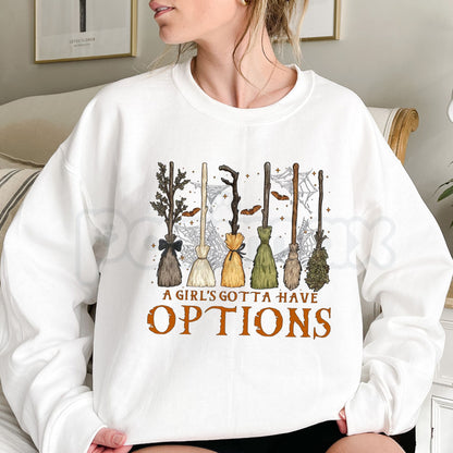 A Girl Gotta Have Options Sweatshirt | Retro Y2K Halloween Graphic Crewneck