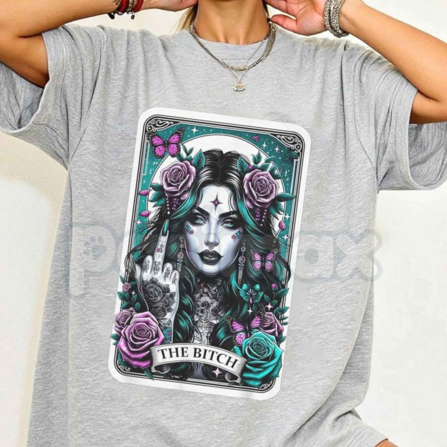 The Bitch Gothic Tarot Card T-Shirt – Funny Middle Finger Unisex Cotton Graphic Tee