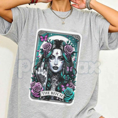 The Bitch Gothic Tarot Card T-Shirt – Funny Middle Finger Unisex Cotton Graphic Tee