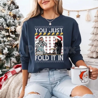 "You Just Fold It In" Vintage Sweatshirt | Schitt's Creek Quote Crewneck | Funny Moira Rose & David Fan Gift